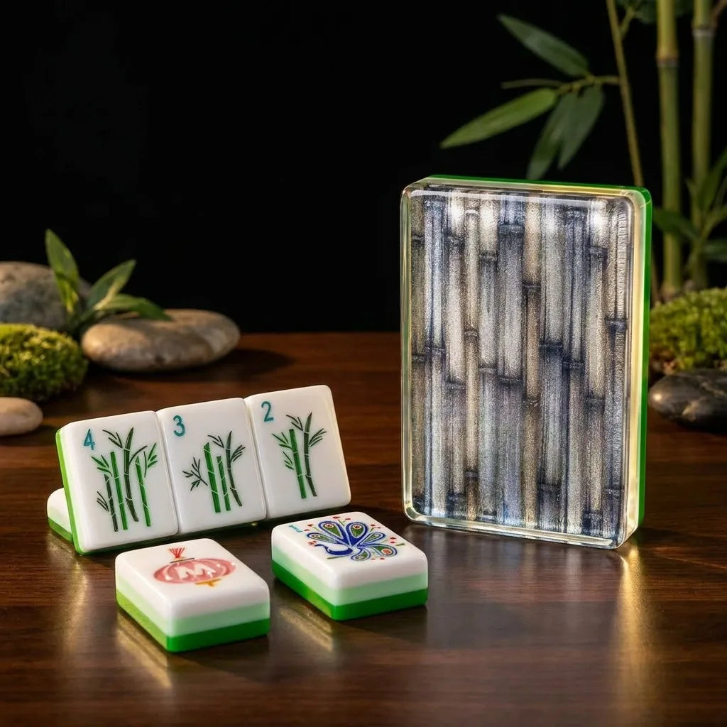Zen Bamboo Clear Acrylic Mahjong Set